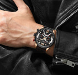 Relógio Masculino Curren Chrono Edition Pulseira Couro Legítimo Linha Luxo Relógio Curren Gold - Acessórios 019 elefanteonline.com.br 