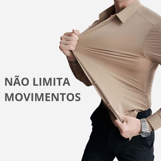 Camisa Social Elástica Anti Amassado Camisa Social Elástica - Fitness elefanteonline.com.br 