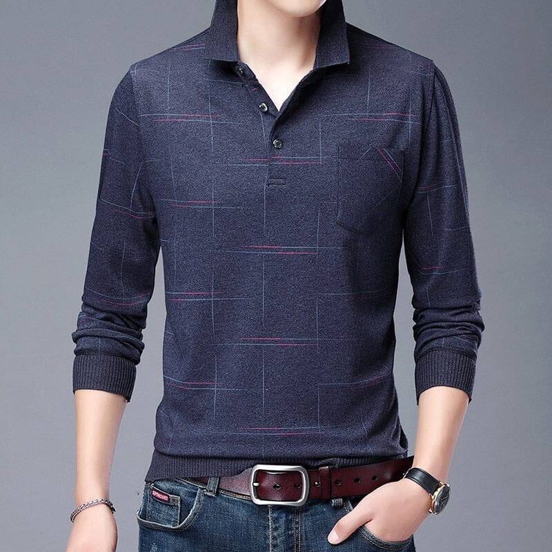 Camisa Masculina Polo Manga Longa Trendy Camisa Masculina Polo Manga Longa Trendy elefanteonline.com.br Cinza PP 