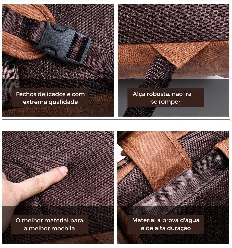 Mochila JEEP de Couro com Bolsos - Elegant elefanteonline.com.br 
