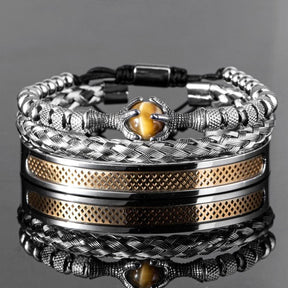 Conjunto Pulseiras de Luxo - Luxury Conjunto Pulseiras de Luxo - Acessórios elefanteonline.com.br Dourado - Olho de Tigre 