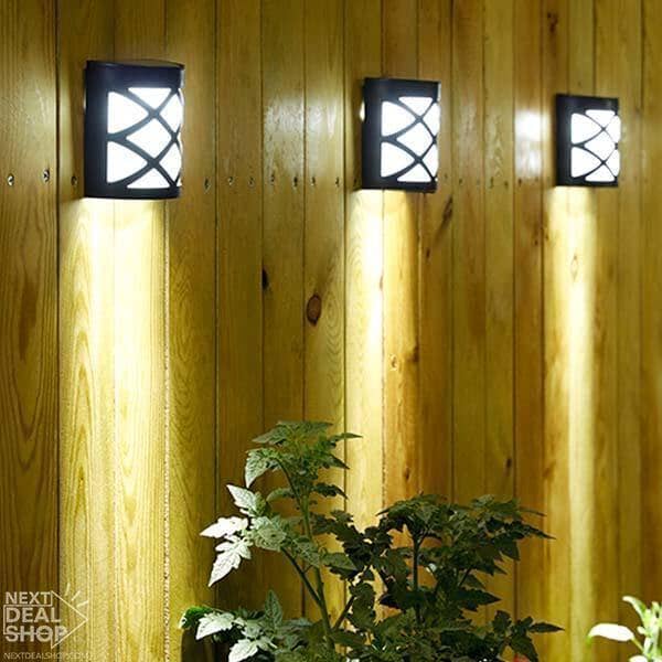 Luz LED de Parede para Jardim com Painel Solar Casa e Decoração elefanteonline.com.br 