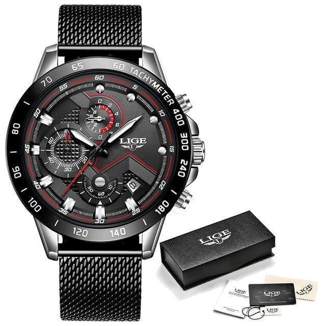 Relógio Lige Luxury Masculino elefanteonline.com.br silver black 