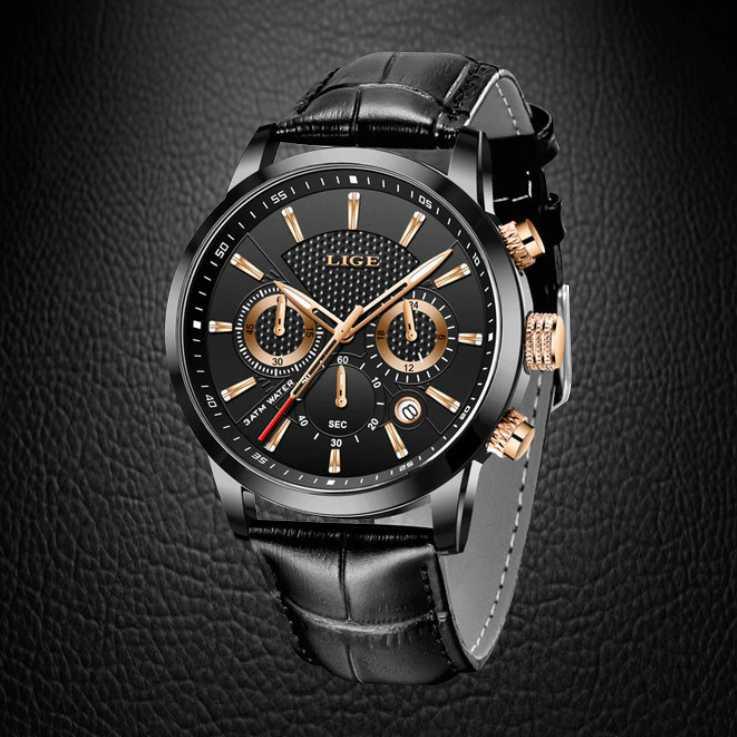 Relógio Masculino LIGE Elegant Men Linha Luxo Relógio Elegant Men - Acessórios 043 elefanteonline.com.br Preto Black Gold 