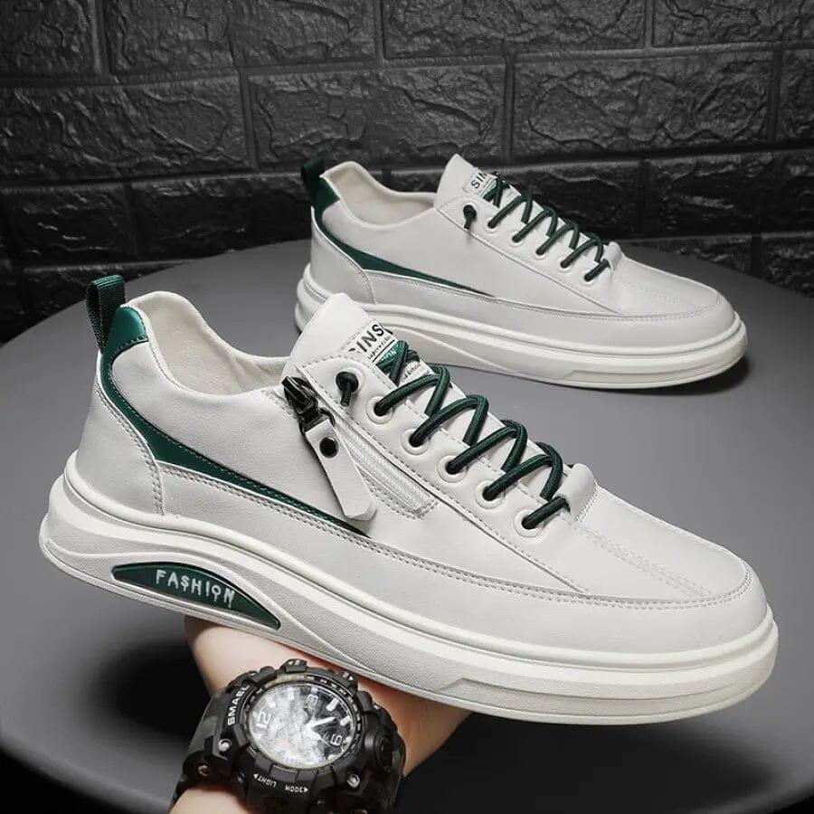 Tênis de Couro Masculino Luxuoso - Exclusive Fashion™ Tênis Exclusive Fashion™ - Calçados elefanteonline.com.br Branco e Verde 39 